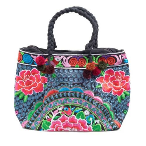 Hill Tribe Embroidered Ethnic Hmong Flower Colorful Handbag